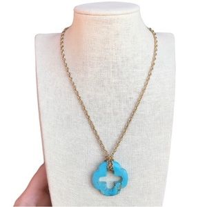 Dyed jade turquoise Clover necklace